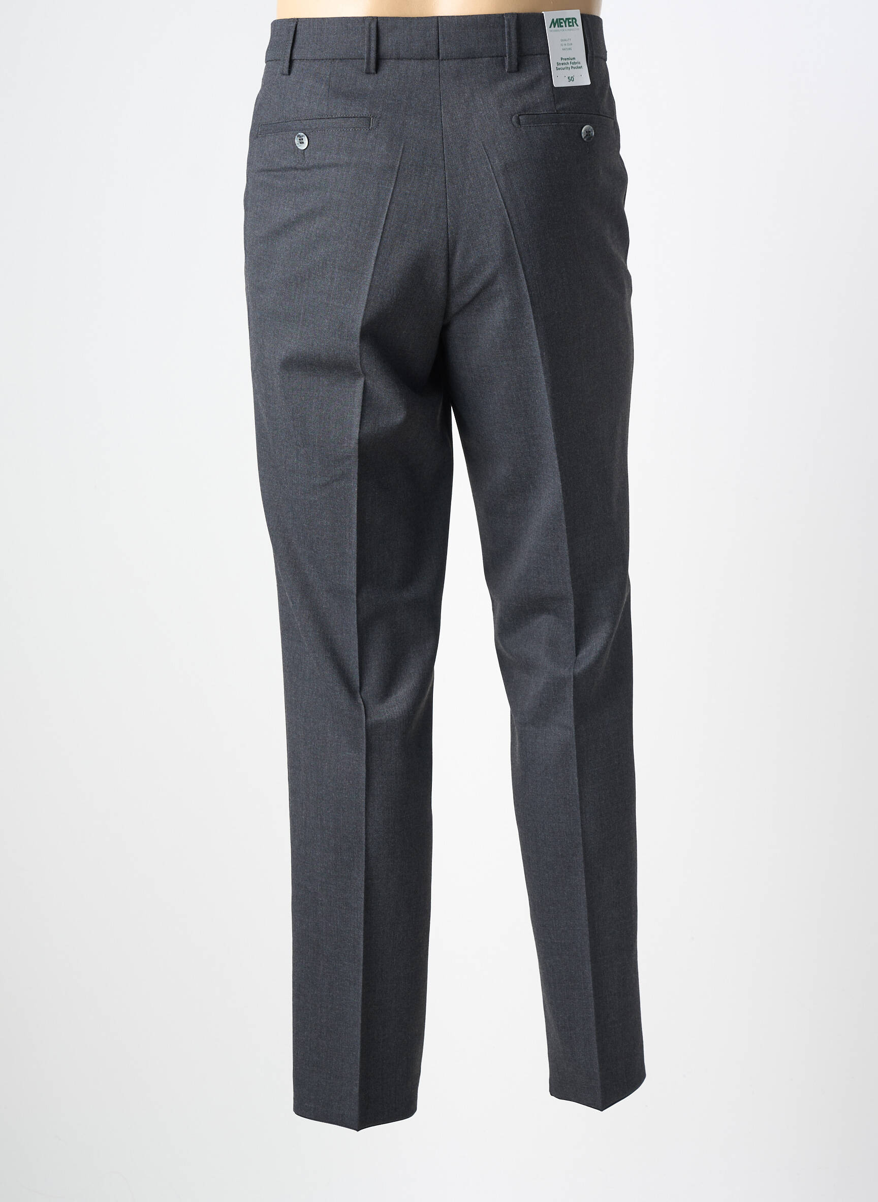 Pantalon chino țesătură melanj mărime normală gri MEYER bărbat