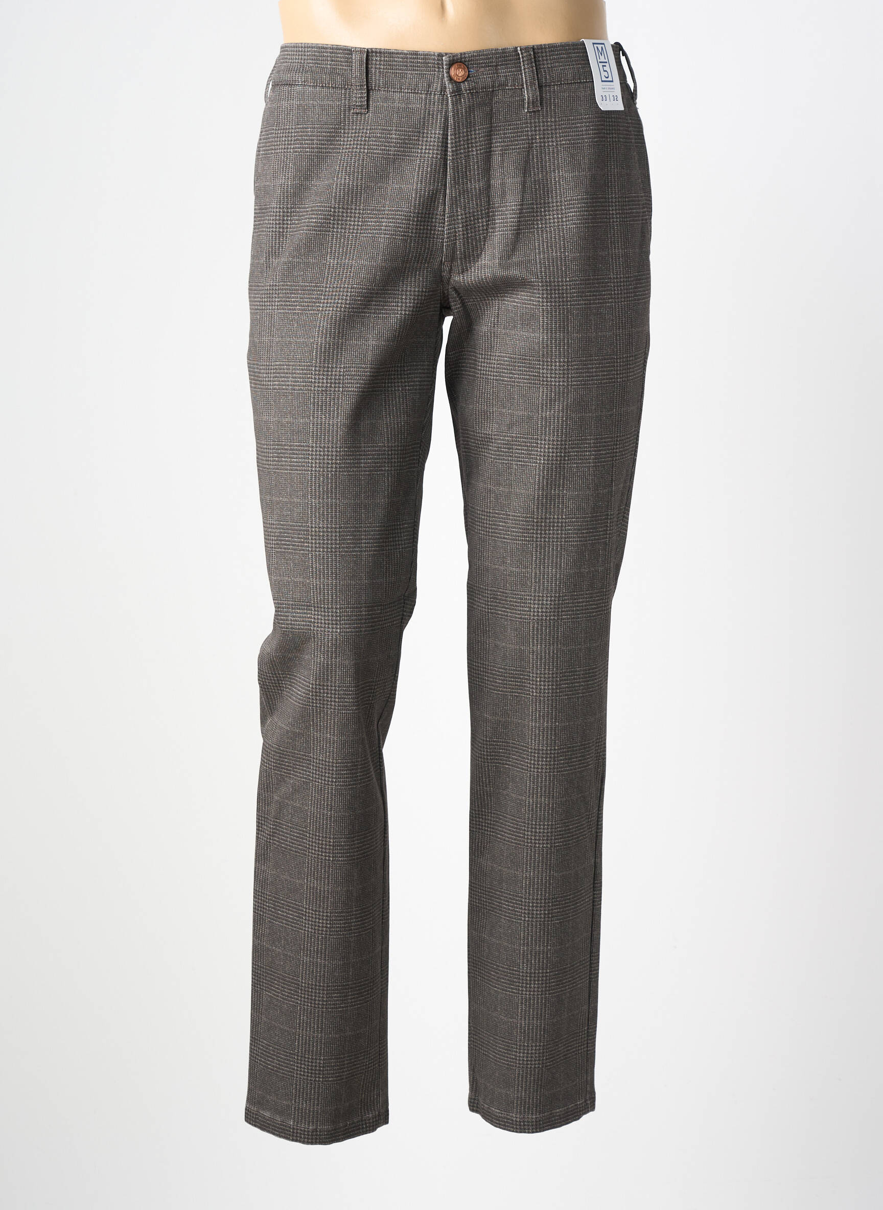 Pantalon chino imprimeu imprimeu prinț de wales mărime normală maro M5 BY MEYER bărbat