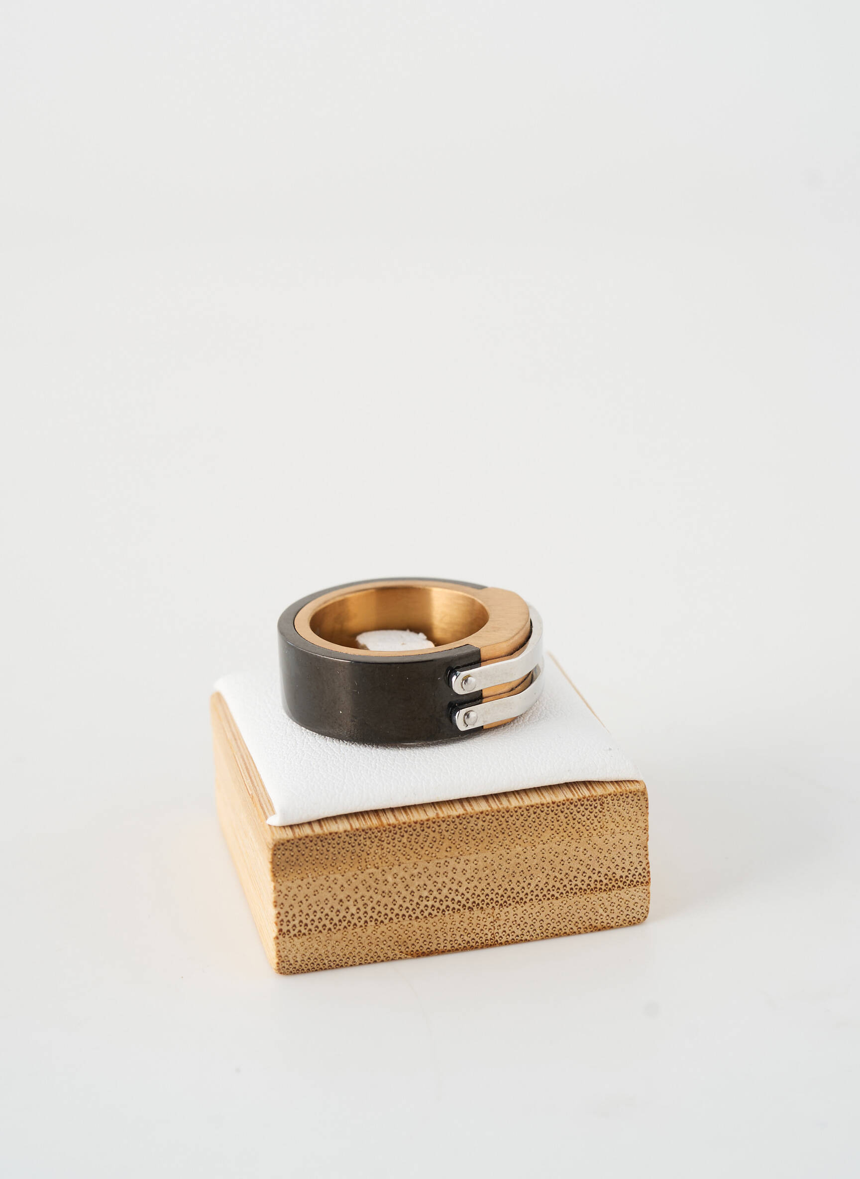 Inel materiale metalice negru COBRA bărbat