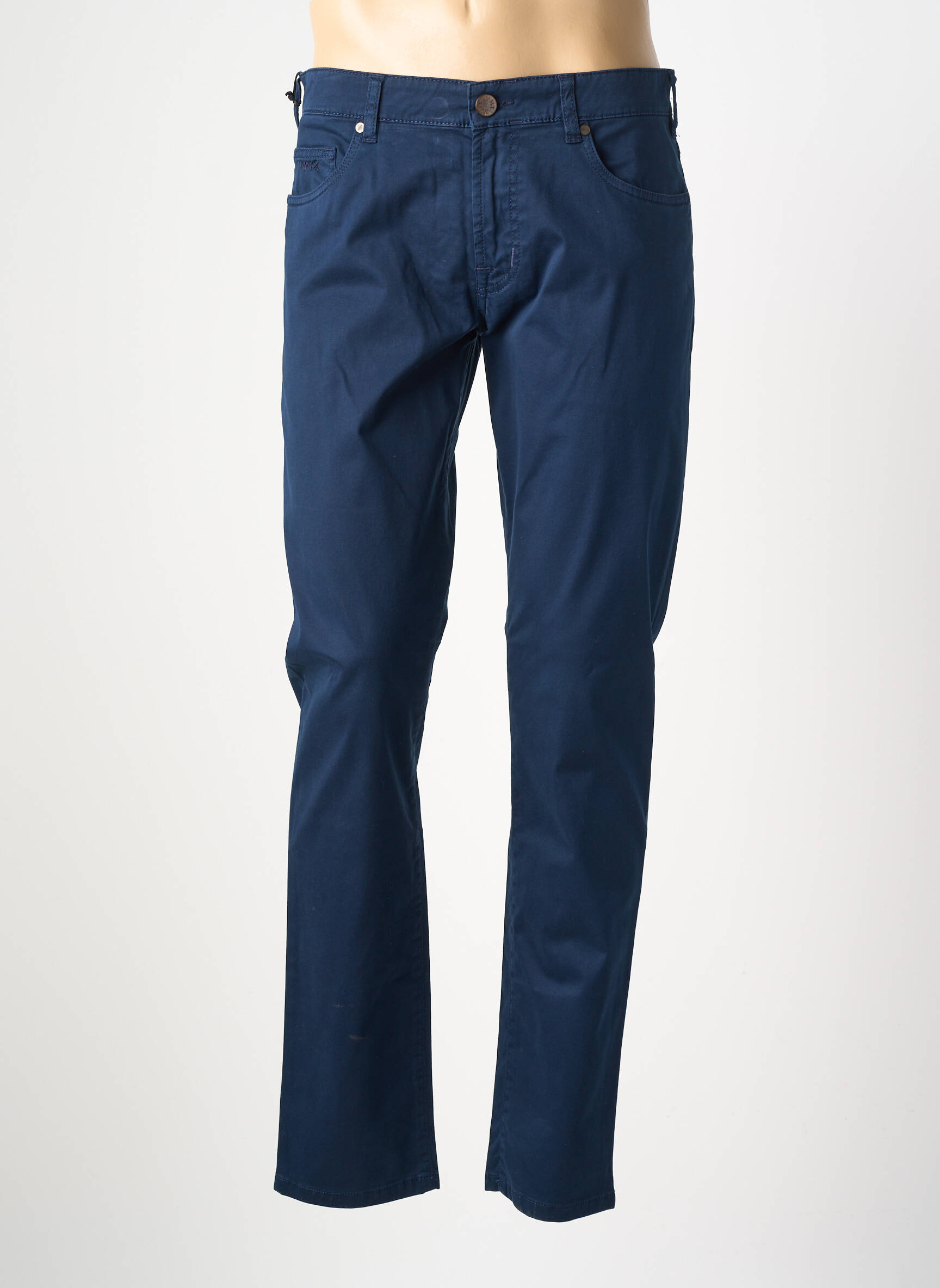 Pantalon slim închidere cu fermoar sub clapetă cu nasturi albastru MMX bărbat
