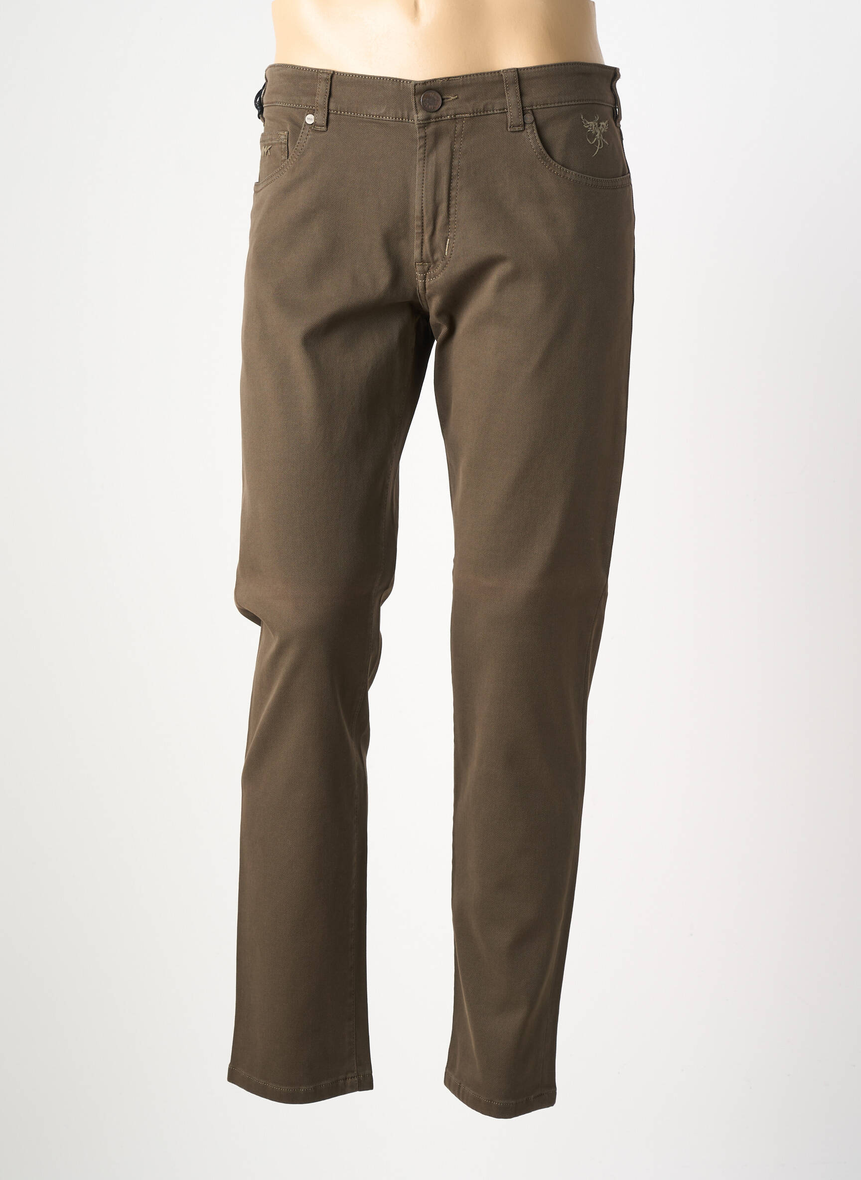 Pantalon slim închidere cu fermoar sub clapetă cu nasturi maro MMX bărbat