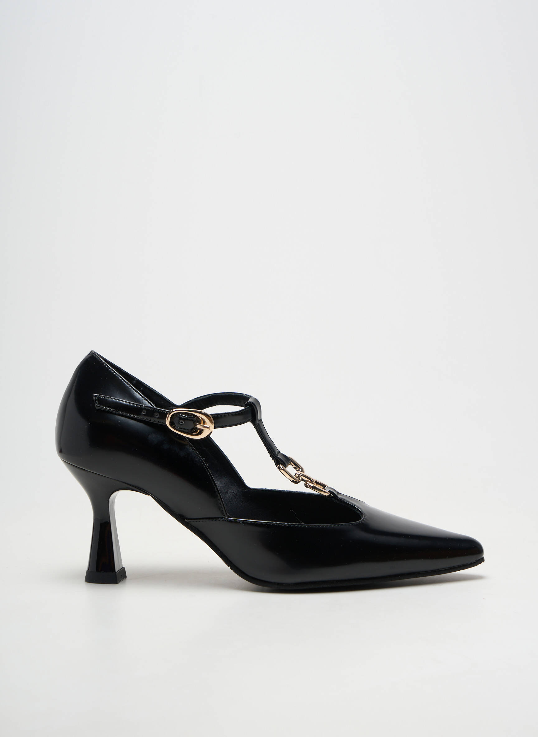 Pantofi cu toc material neted toc de 7 la 9 cm negru LODI femeie