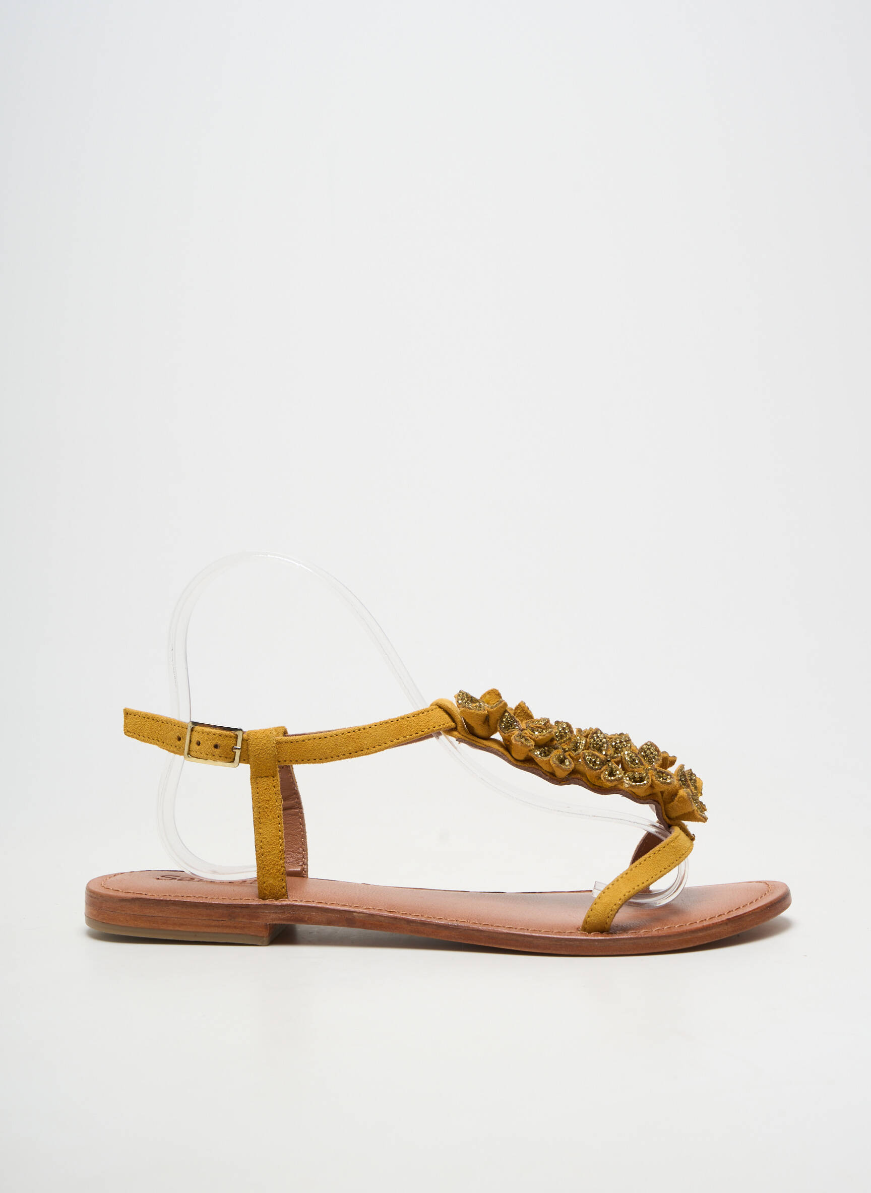 Sandale/pantofi decupați chiquet toc plat până la 3 cm galben SANTAFE femeie