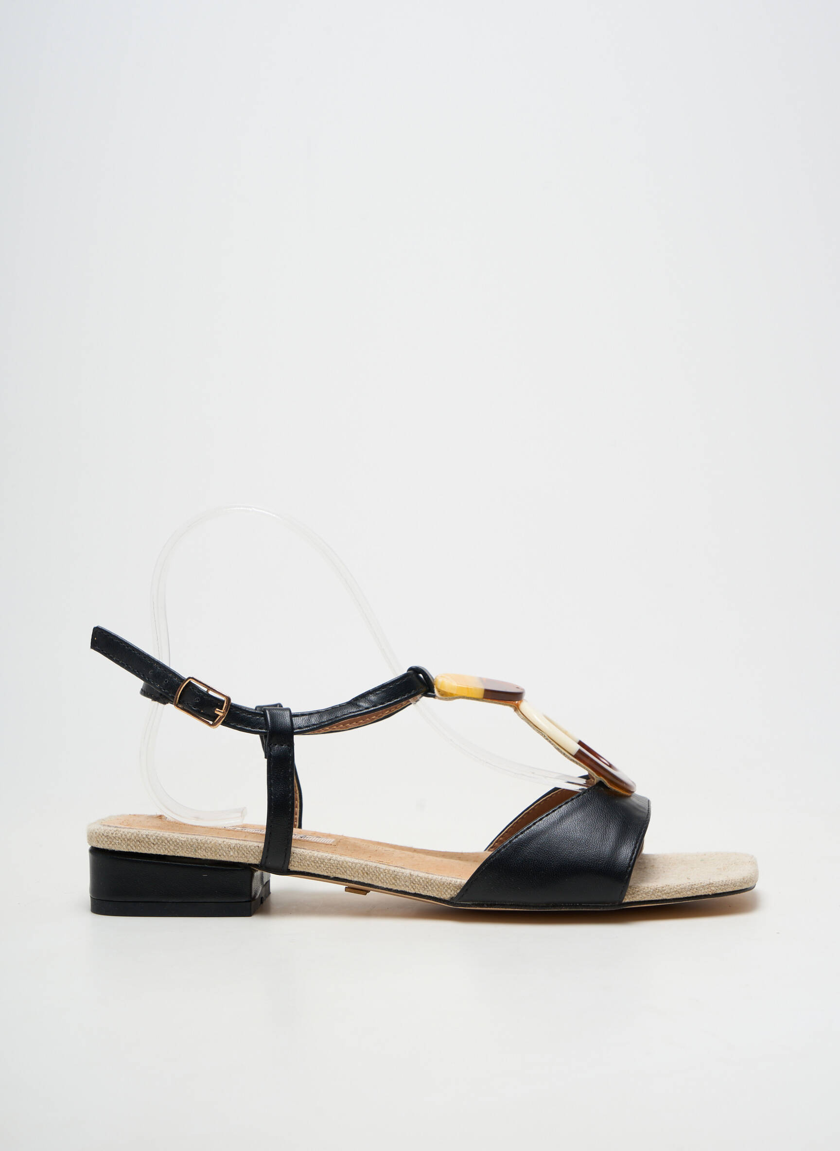 Sandale/pantofi decupați material neted toc plat până la 3 cm negru MARIAMARE femeie