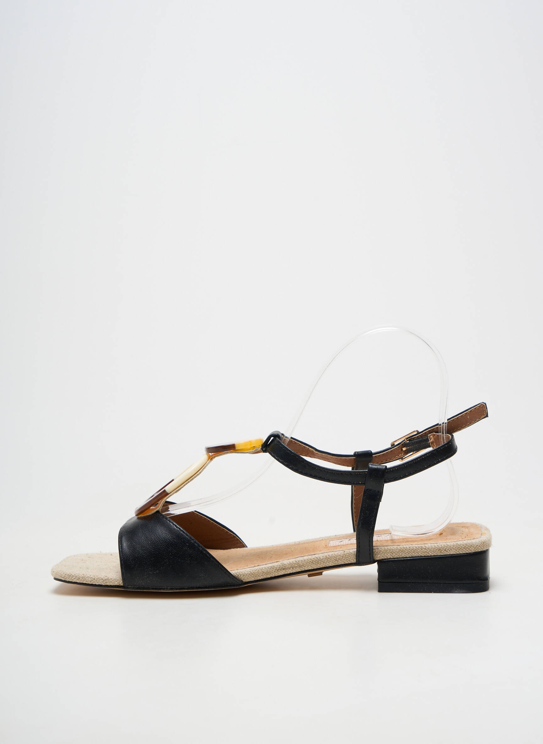 Sandale/pantofi decupați material neted toc plat până la 3 cm negru MARIAMARE femeie