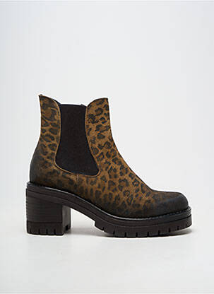 Botine/ghete material neted toc de 7 la 9 cm maro COCO ET ABRICOT femeie