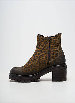 Botine/ghete material neted toc de 7 la 9 cm maro COCO ET ABRICOT femeie