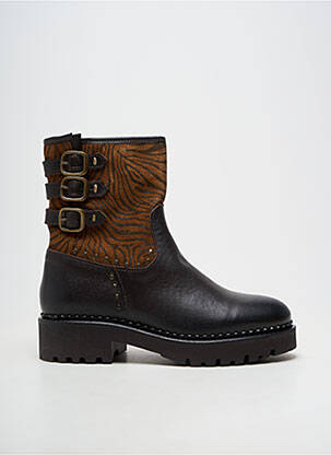 Botine/ghete material neted toc de 4 la 6 cm maro COCO ET ABRICOT femeie