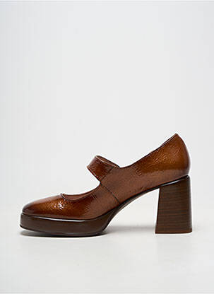 Pantofi cu toc material neted toc de 7 la 9 cm maro HISPANITAS femeie