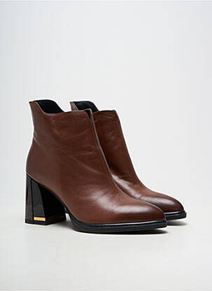 Botine/ghete material neted toc de 7 la 9 cm maro METAMORF'OSE femeie