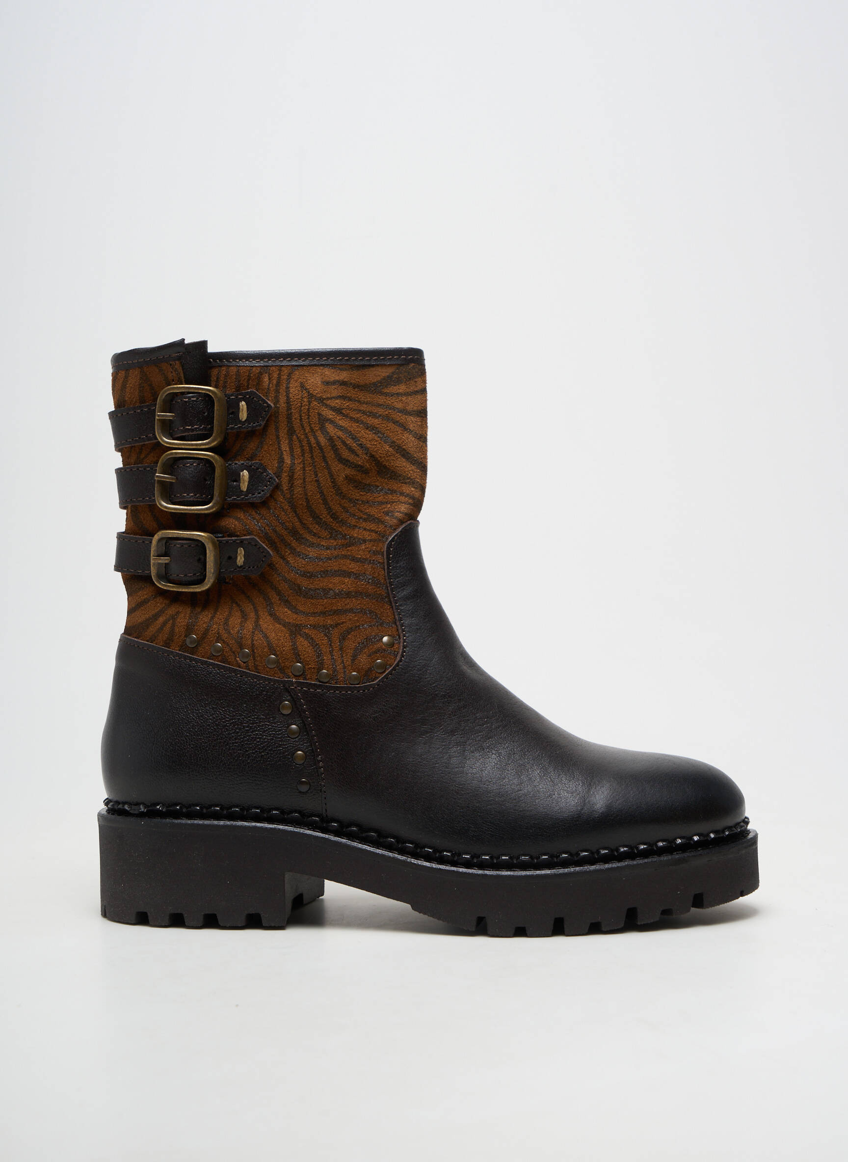Botine/ghete material neted toc de 4 la 6 cm maro COCO ET ABRICOT femeie