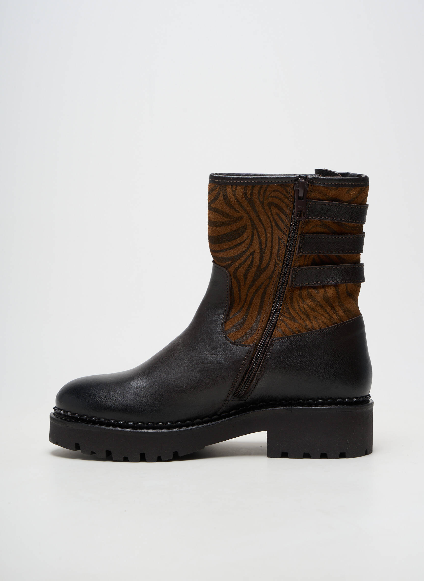 Botine/ghete material neted toc de 4 la 6 cm maro COCO ET ABRICOT femeie