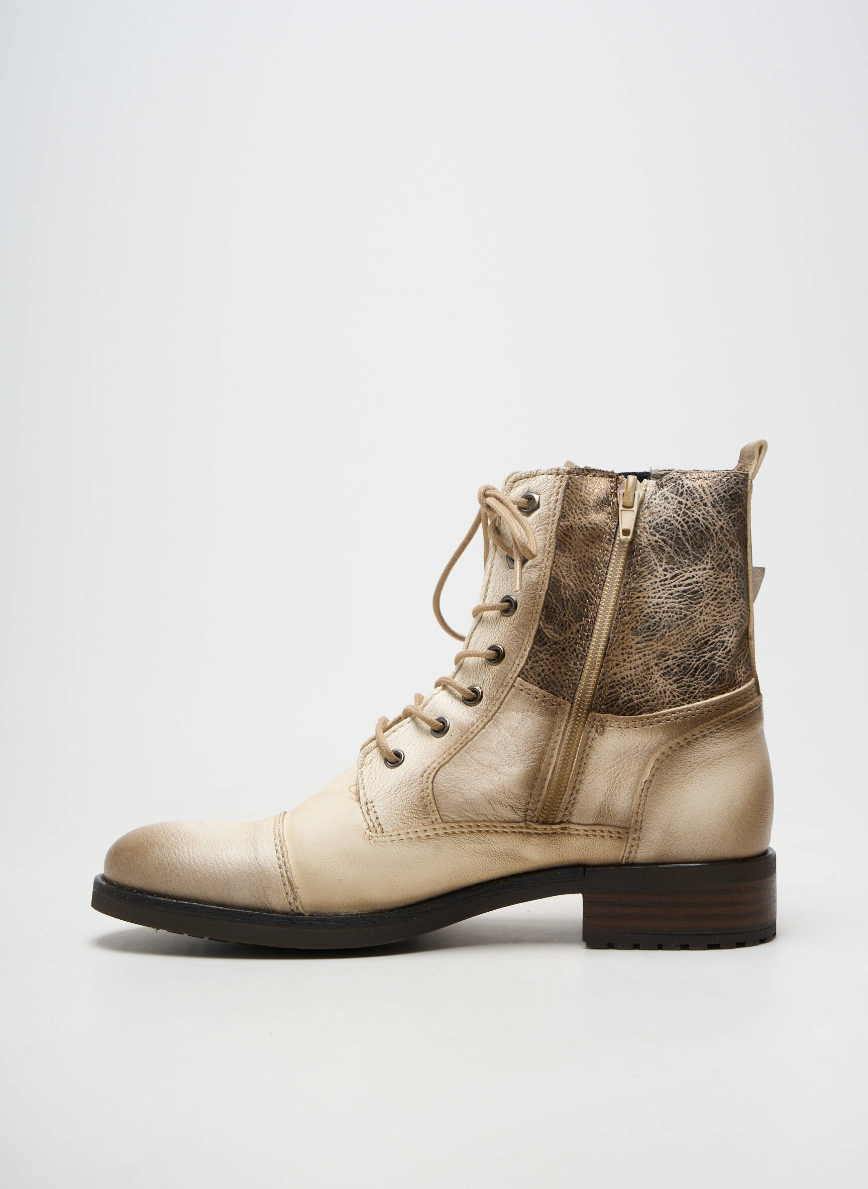 Botine/ghete material neted toc plat până la 3 cm bej COCO ET ABRICOT femeie