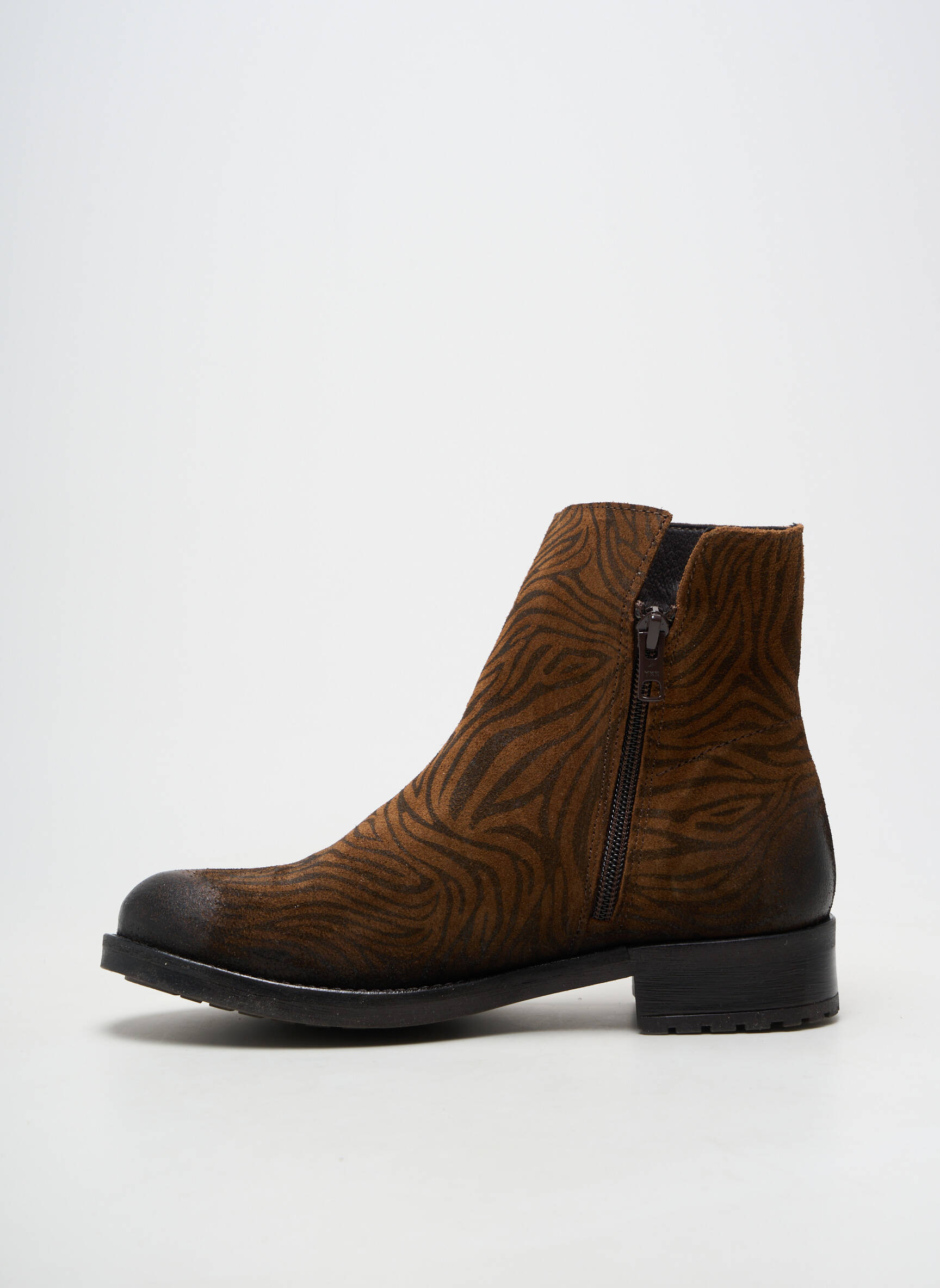 Botine/ghete material neted toc plat până la 3 cm maro COCO ET ABRICOT femeie