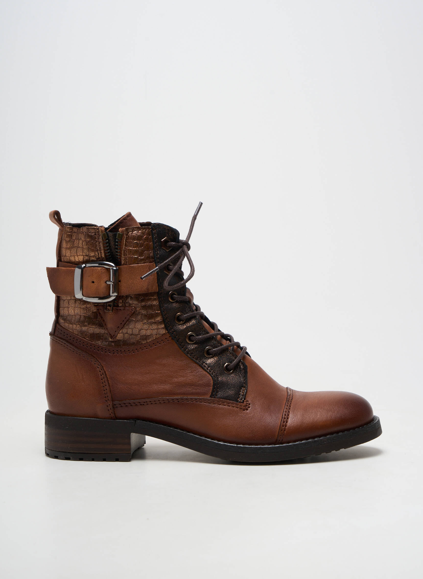 Botine/ghete material neted toc plat până la 3 cm maro COCO ET ABRICOT femeie