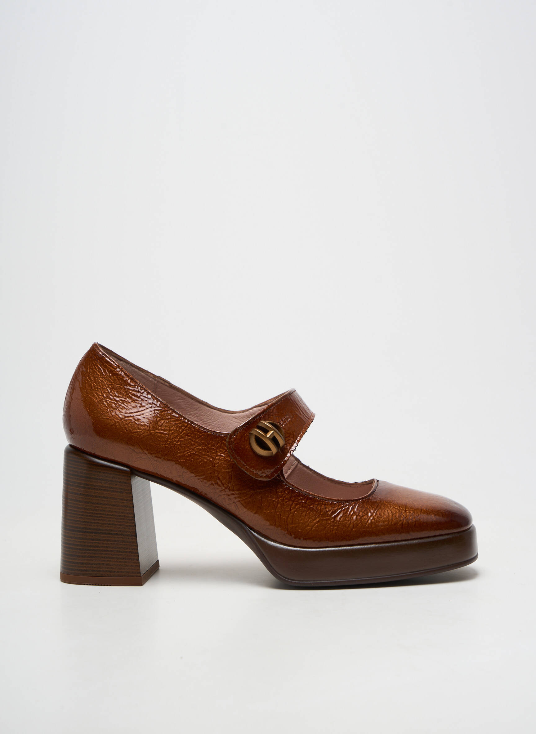 Pantofi cu toc material neted toc de 7 la 9 cm maro HISPANITAS femeie