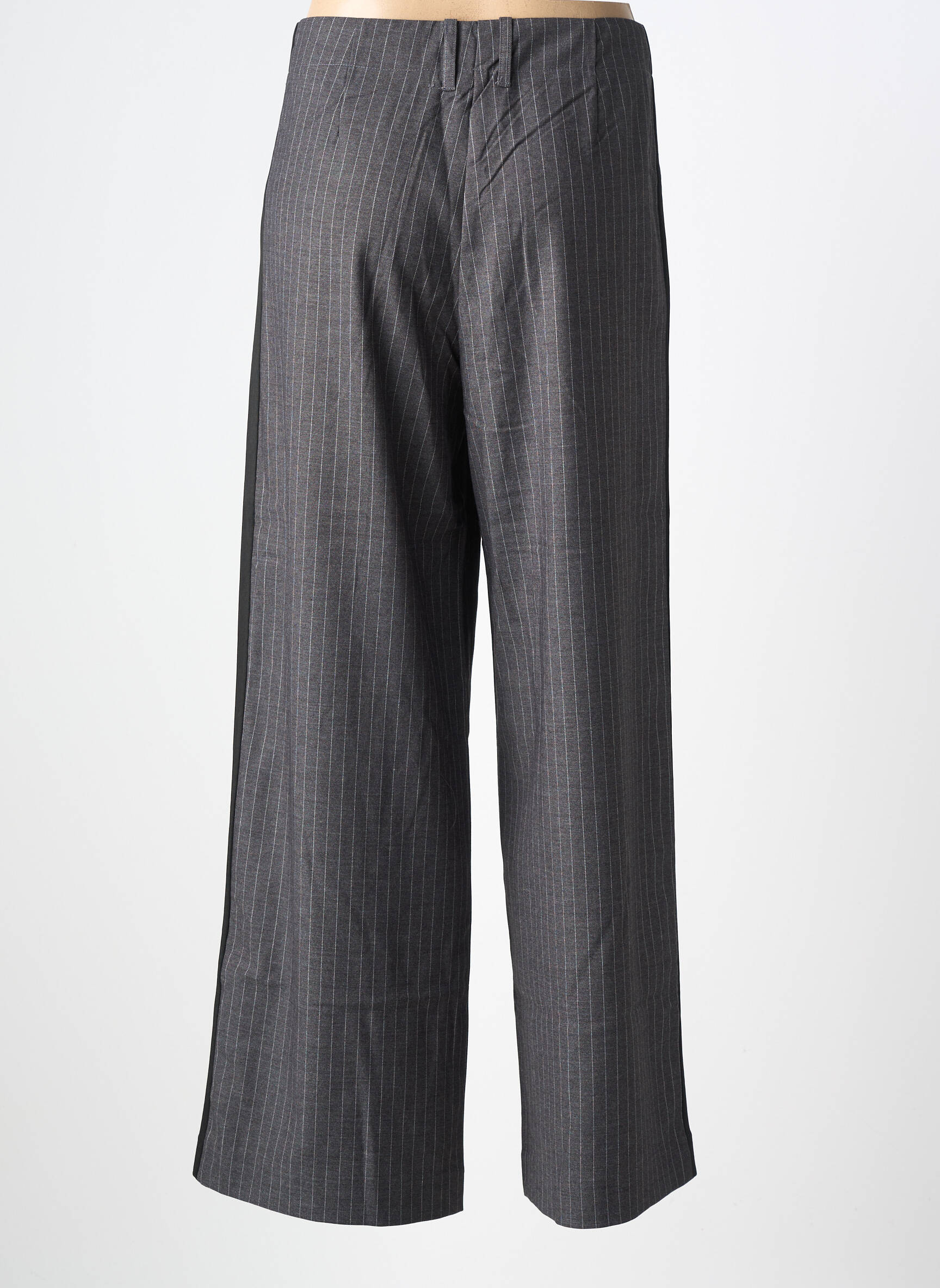 Pantalon larg talie cu cleme mărime normală gri LE TEMPS DES CERISES femeie