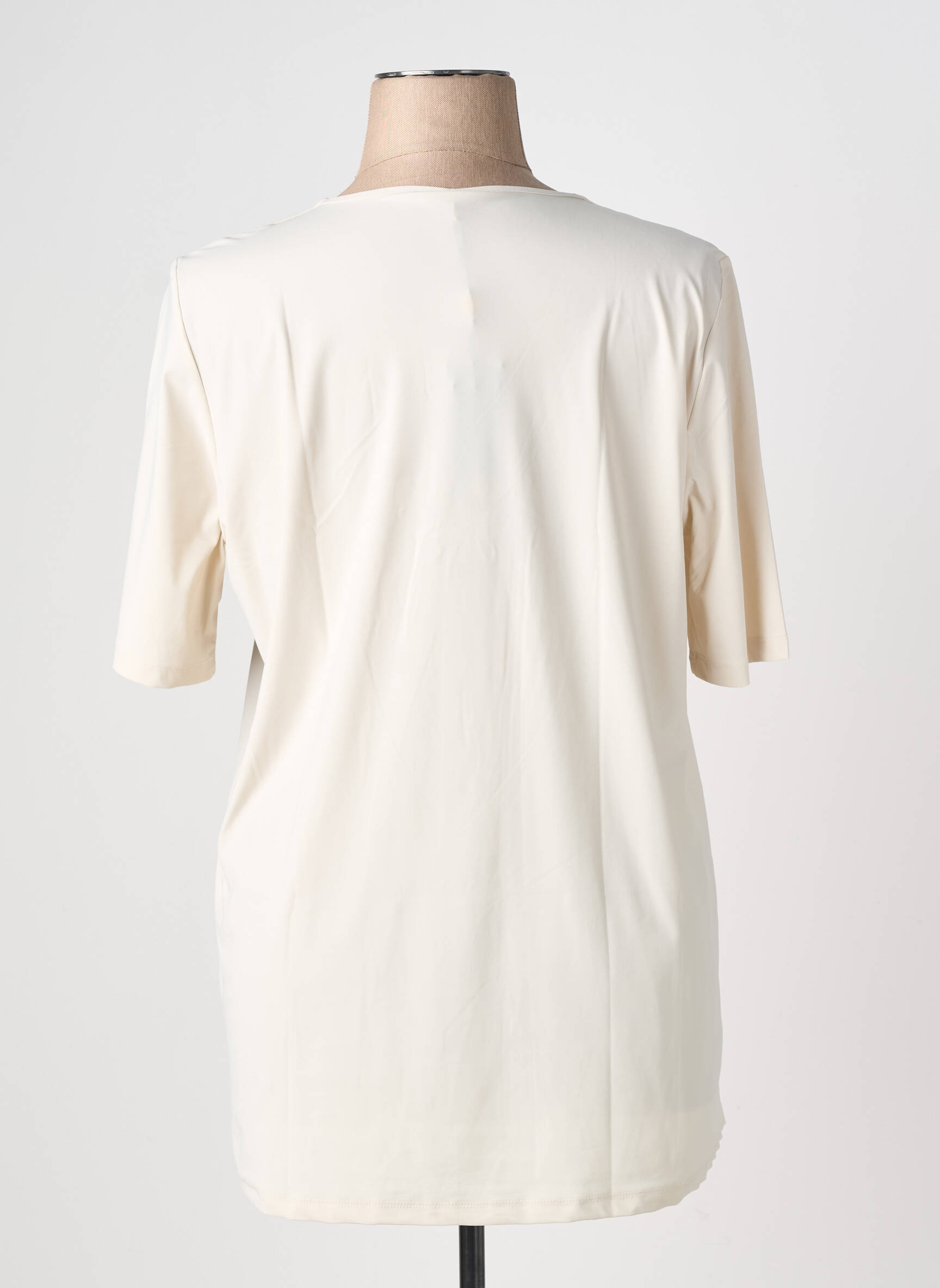 Top țesătură jersey mâneci scurte bej PLUS BASICS femeie