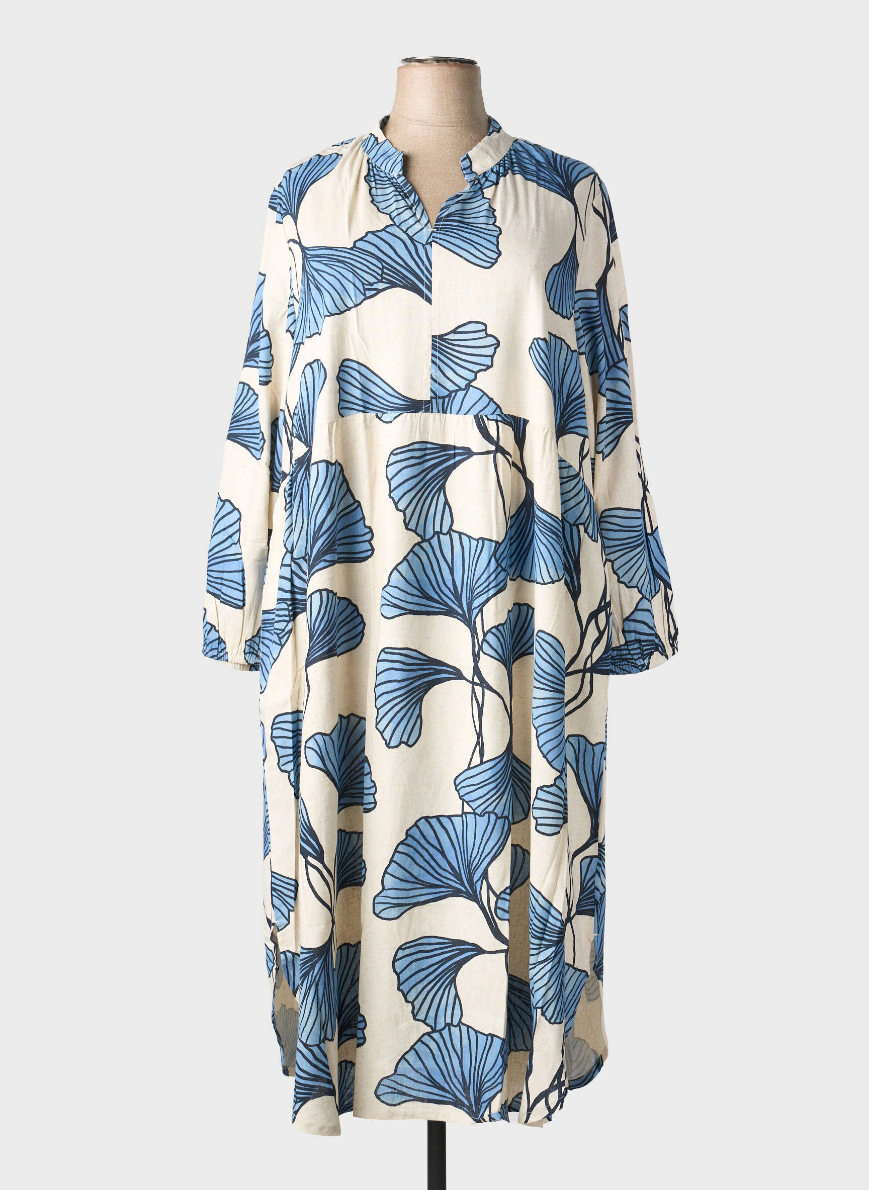 Rochie lungă mâneci lungi mâneci lungi albastru NOENE femeie