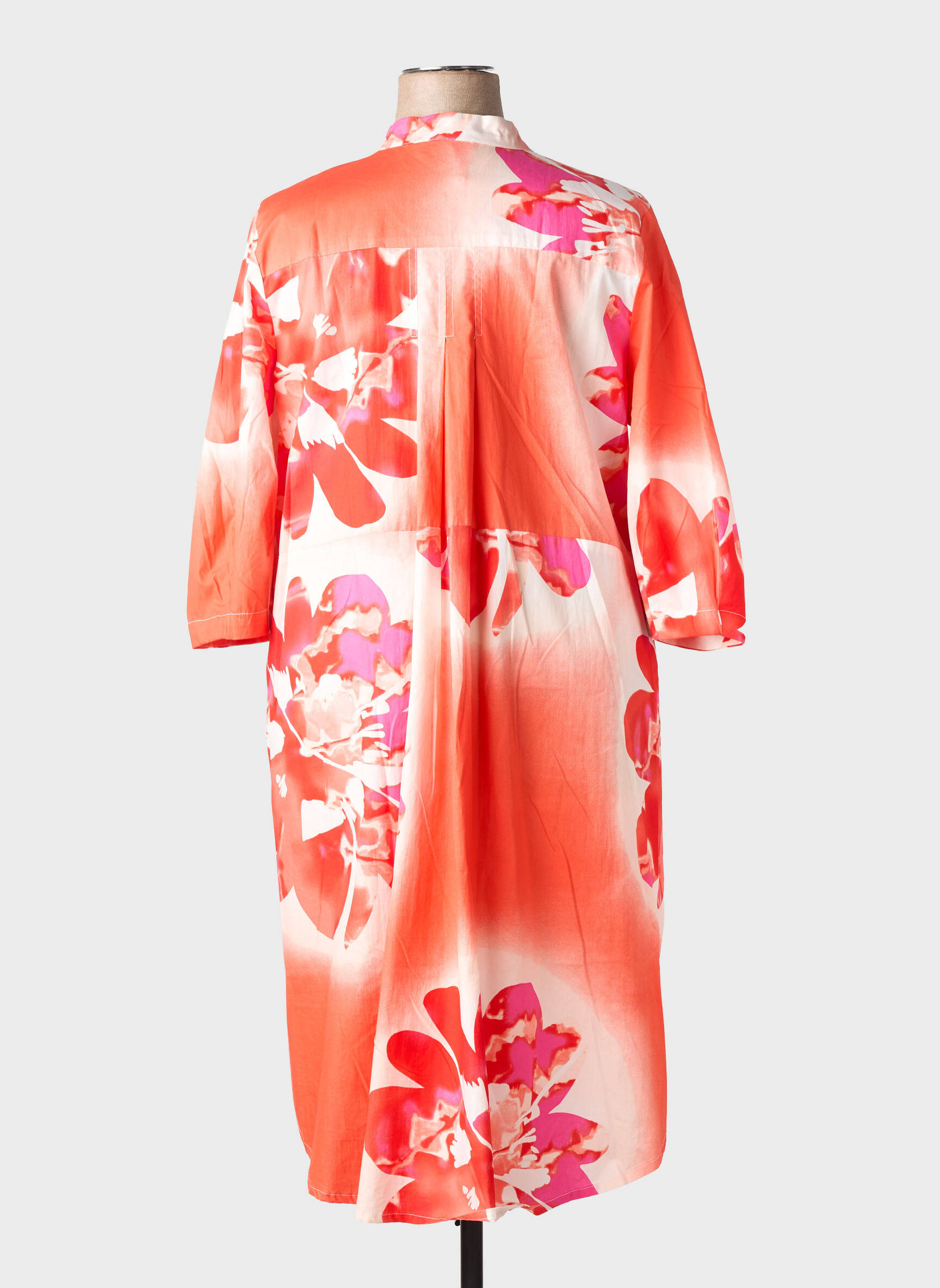 Rochie midi imprimeu floral mâneci 3/4 portocaliu NOENE femeie
