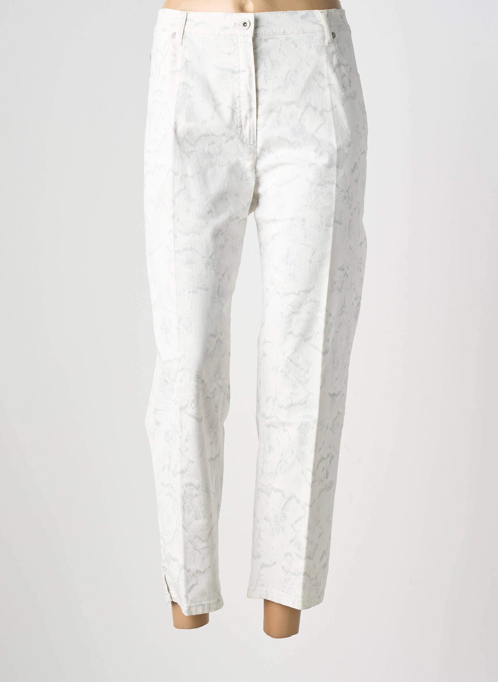 Pantalon 7/8 închidere cu fermoar sub clapetă cu nasturi alb RAPHAELA BY BRAX femeie