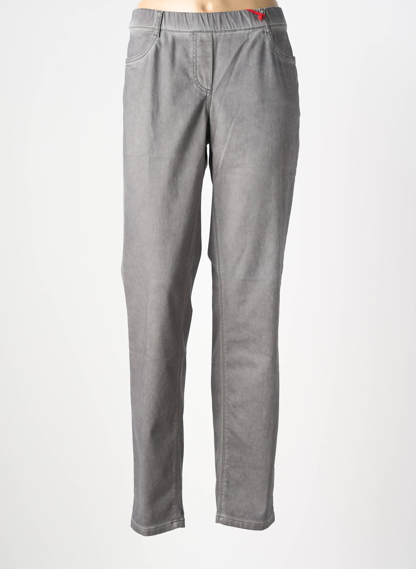 Pantalon drept talie elastică gri ASCARI femeie