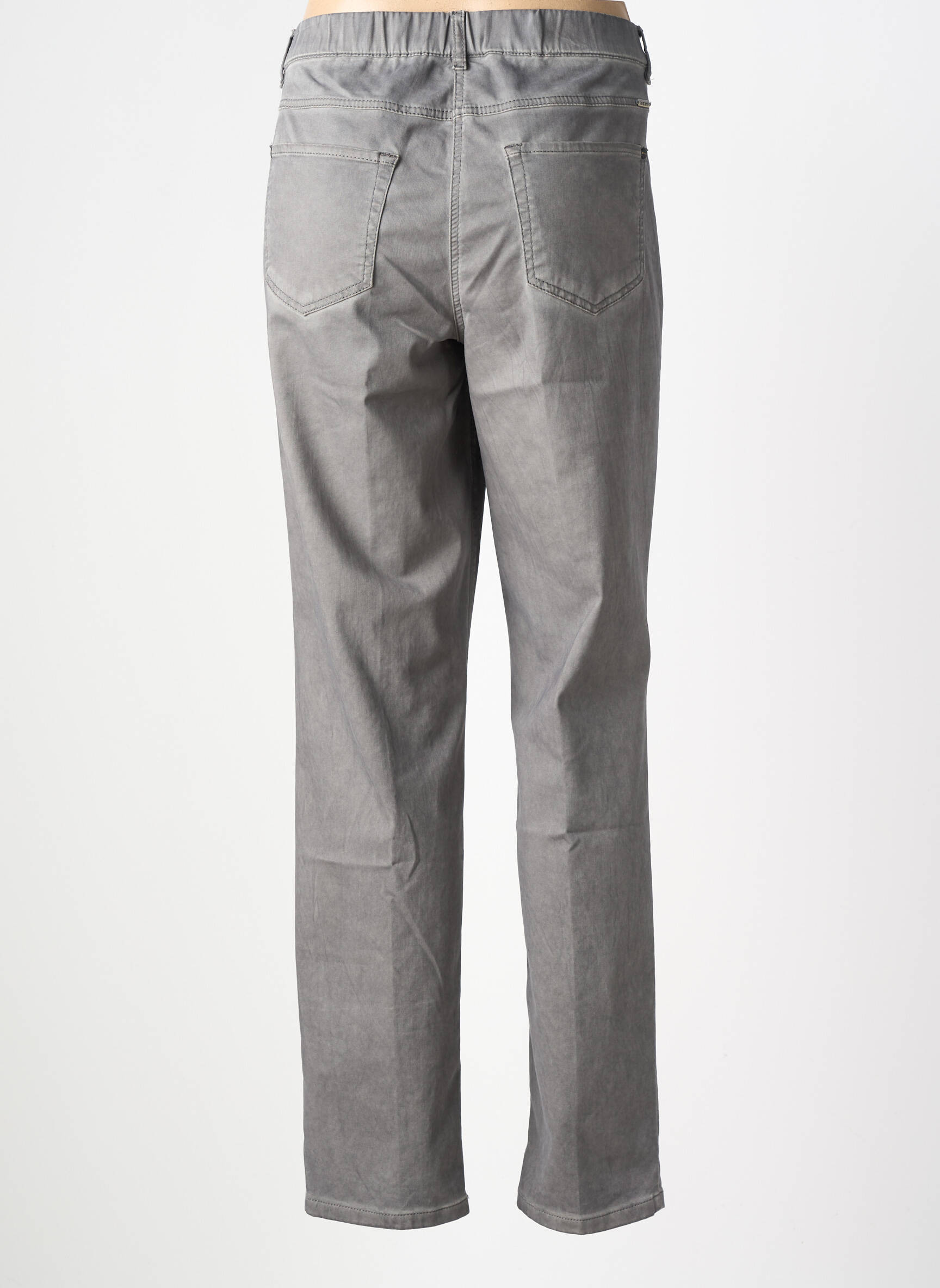 Pantalon drept talie elastică gri ASCARI femeie