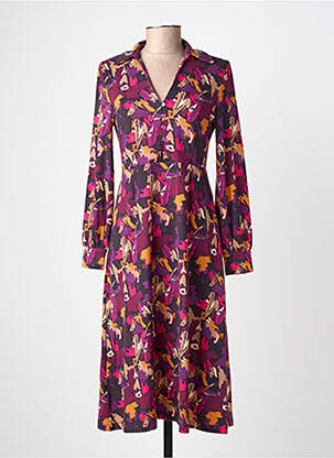 Rochie midi imprimeu fantezie mâneci lungi violet SURKANA femeie