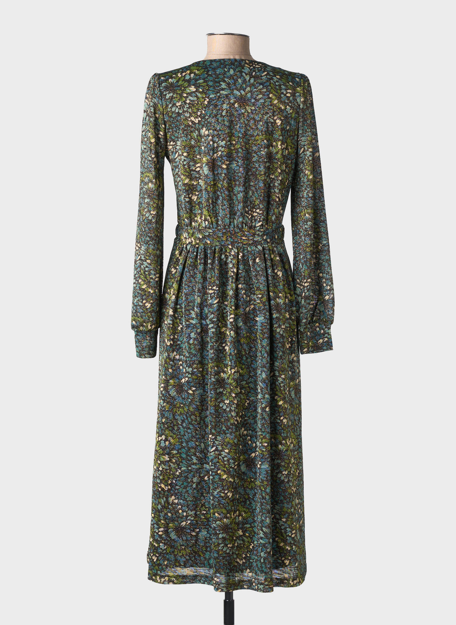 Rochie lungă imprimeu fantezie mâneci lungi verde KING LOUIE femeie