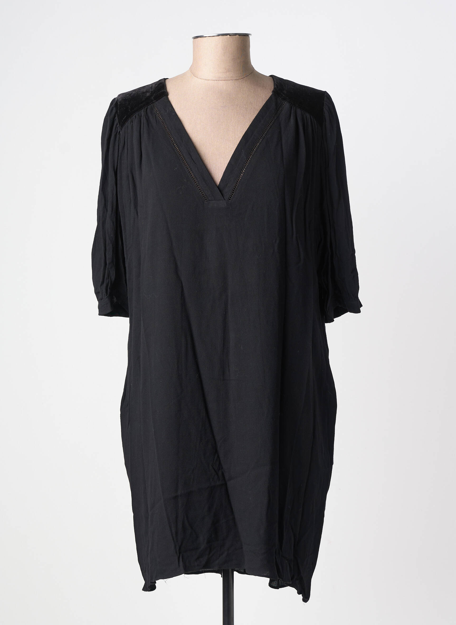 Rochie midi mâneci scurte mâneci scurte negru ORFEO femeie