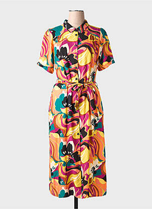 Rochie midi imprimeu floral mâneci scurte portocalie KING LOUIE femeie