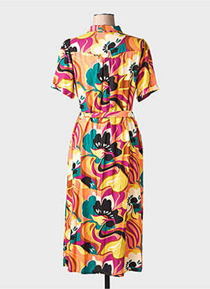 Rochie midi imprimeu floral mâneci scurte portocalie KING LOUIE femeie