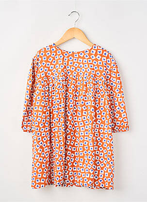 Rochie midi guler rotund mâneci 3/4 portocalie COMPAÑIA FANTASTICA fată