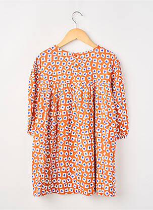 Rochie midi guler rotund mâneci 3/4 portocalie COMPAÑIA FANTASTICA fată
