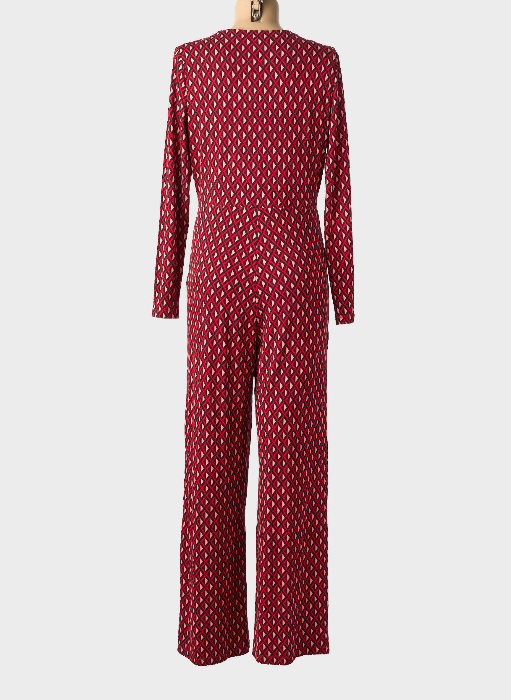 Salopetă-pantalon croială cambrată mâneci lungi roșu SURKANA femeie