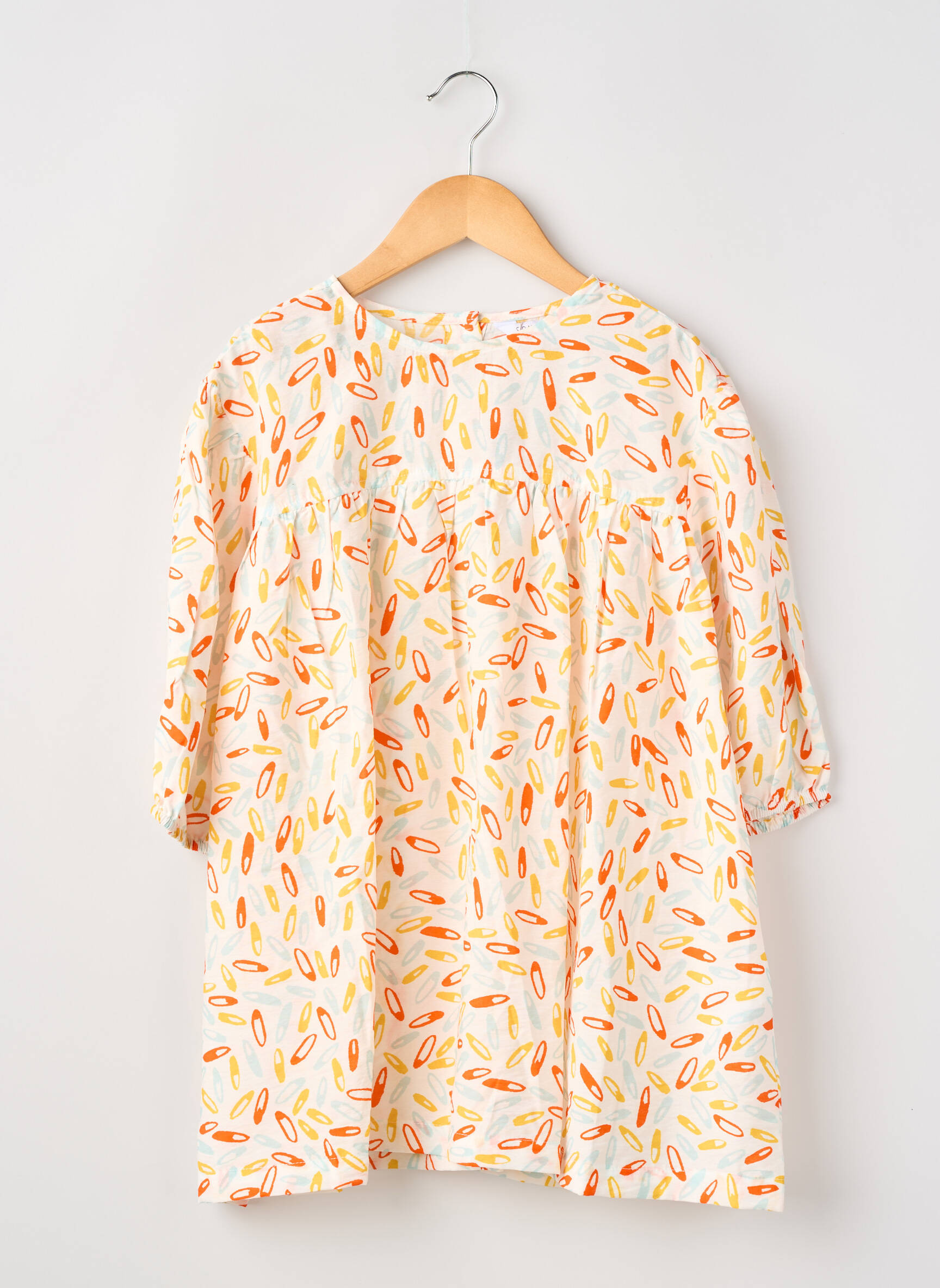 Rochie midi închidere cu fermoar la spate mâneci 3/4 portocalie COMPAÑIA FANTASTICA fată