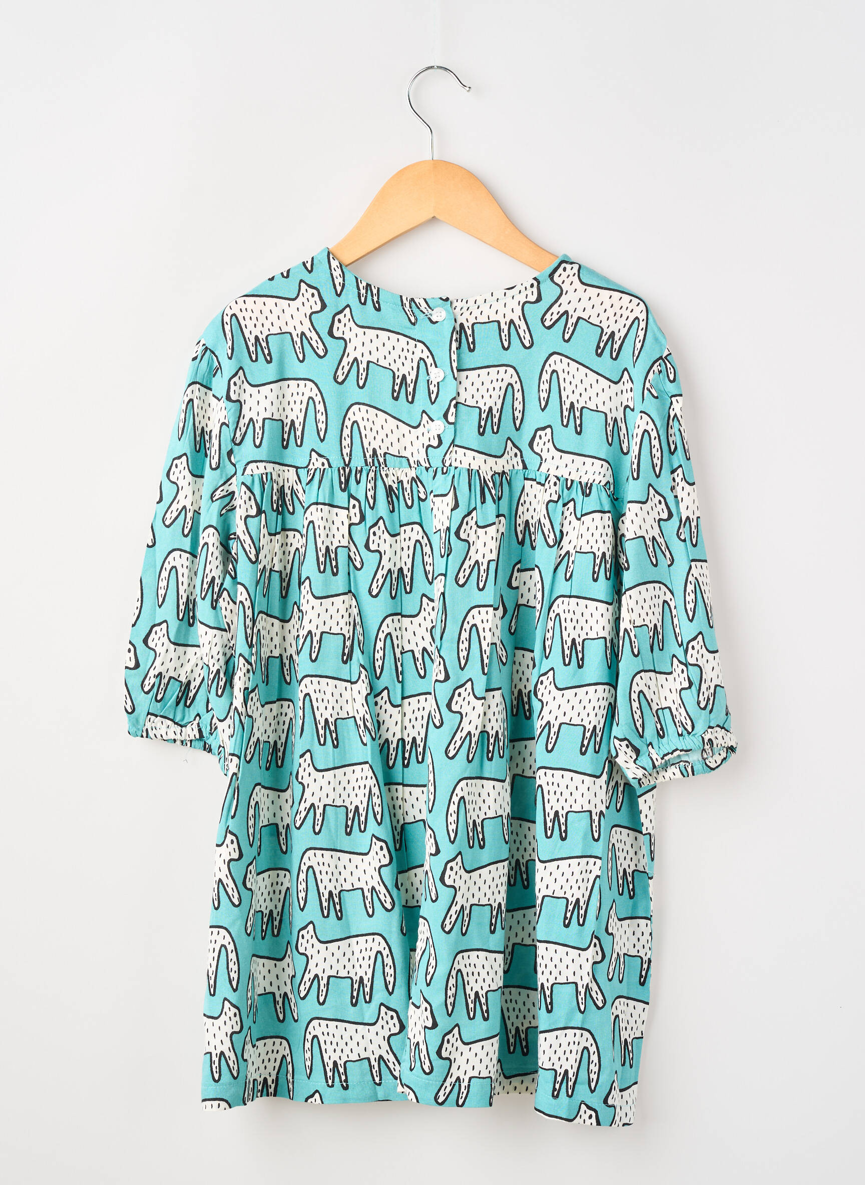 Rochie midi închidere cu fermoar la spate mâneci 3/4 albastru COMPAÑIA FANTASTICA fată