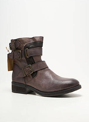 Botine/ghete material neted toc de 4 la 6 cm maro KOAH femeie