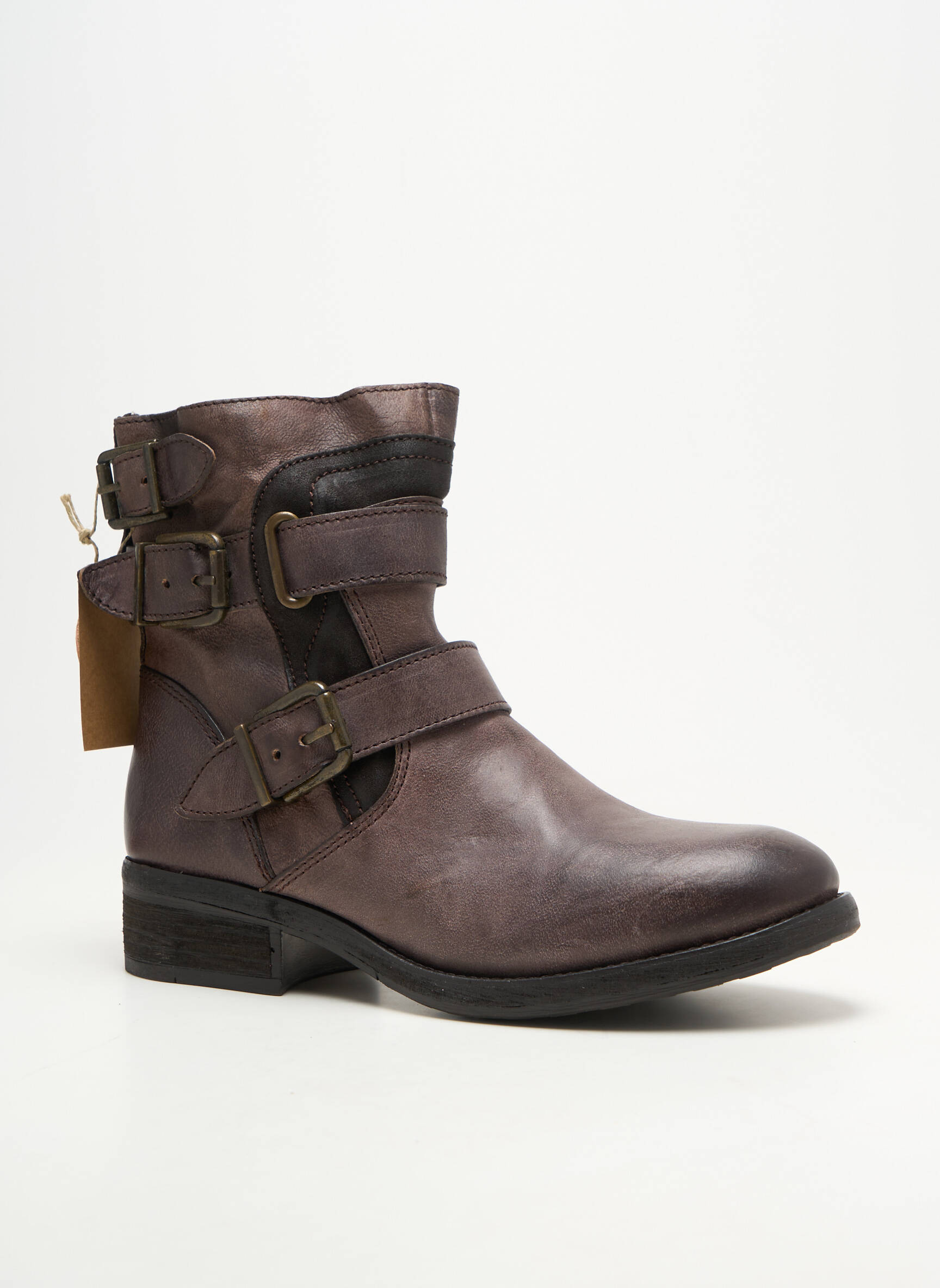 Botine/ghete material neted toc de 4 la 6 cm maro KOAH femeie