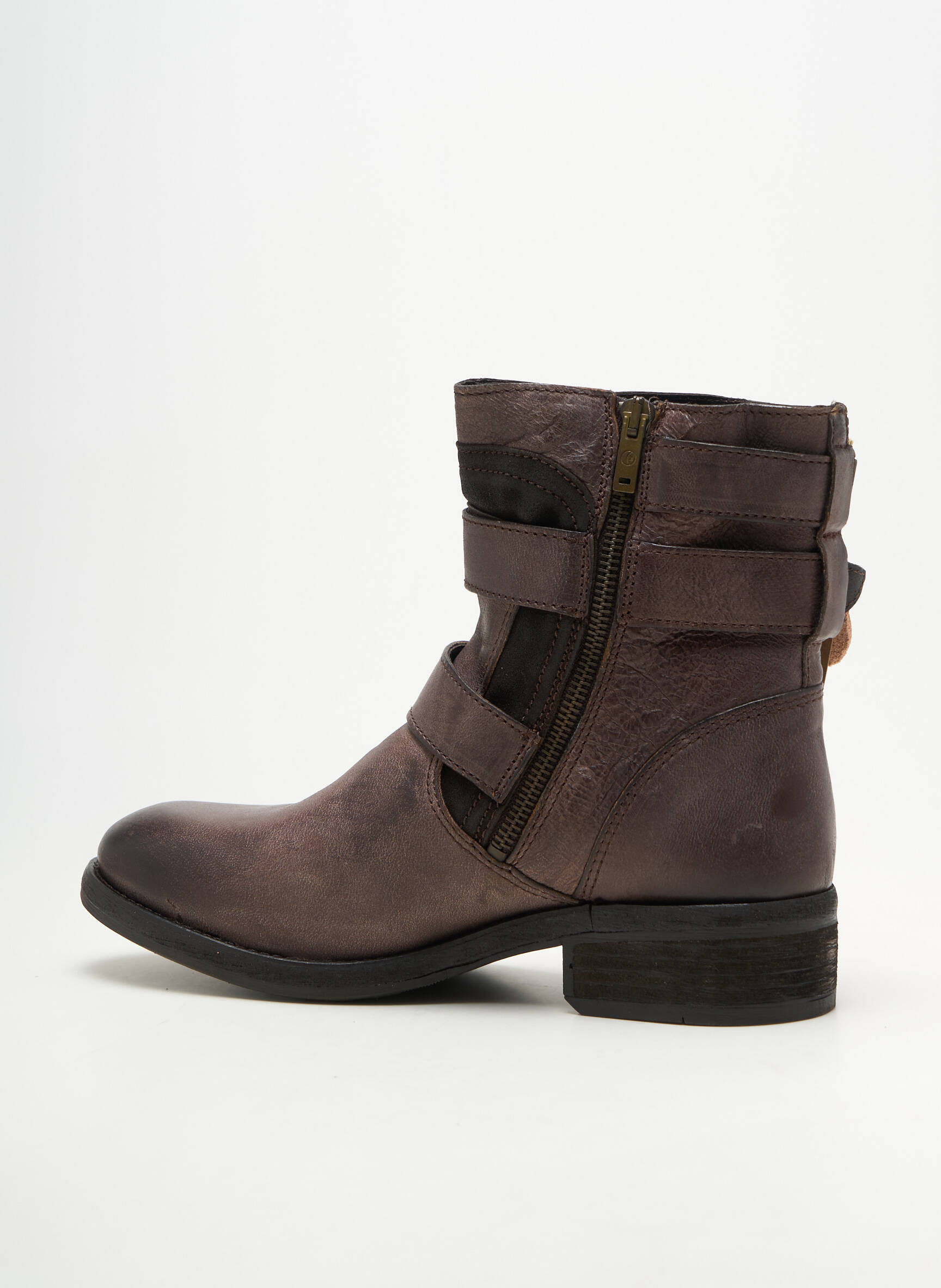Botine/ghete material neted toc de 4 la 6 cm maro KOAH femeie
