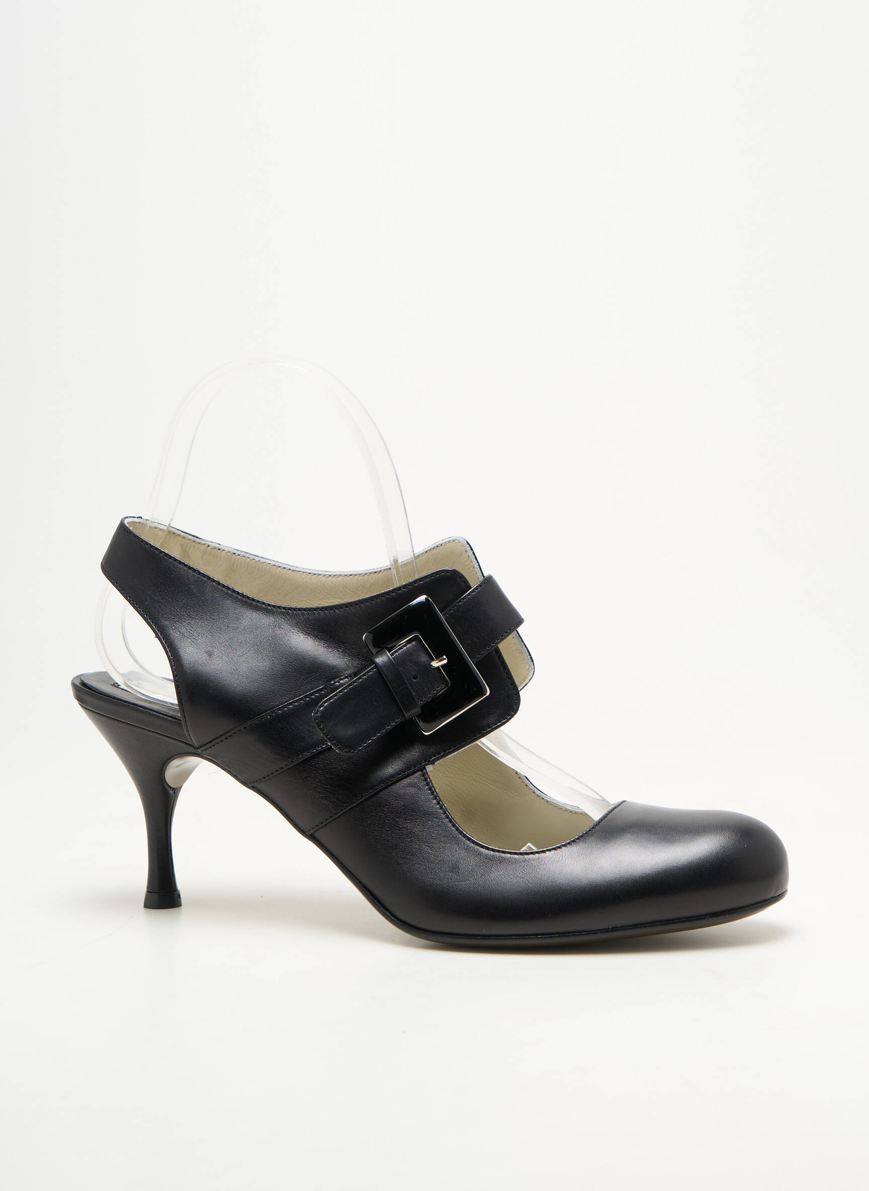 Pantofi cu toc material neted toc de 7 la 9 cm negru STEPHANE KELIAN femeie