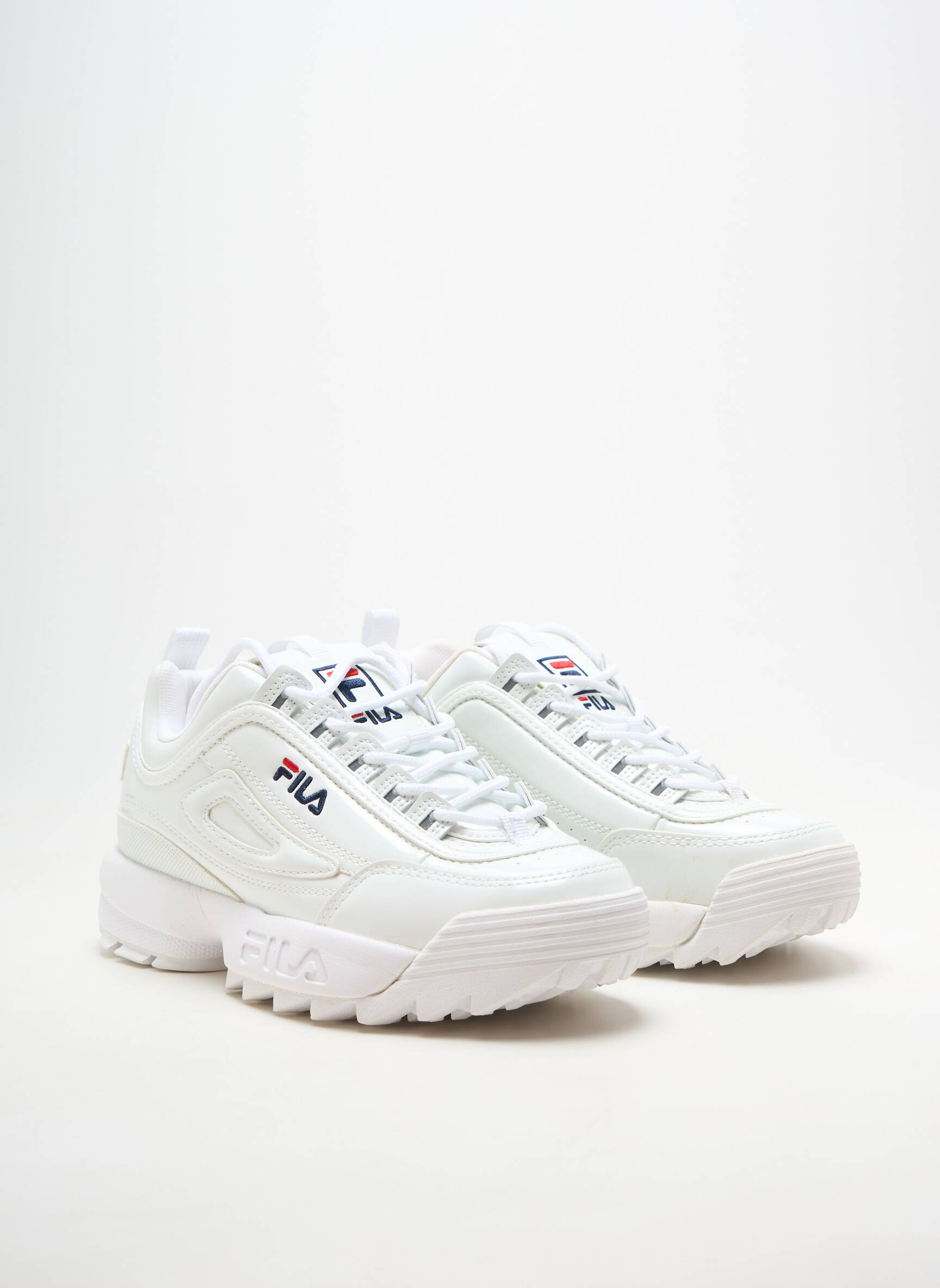 Adidași material neted toc plat până la 3 cm alb FILA femeie
