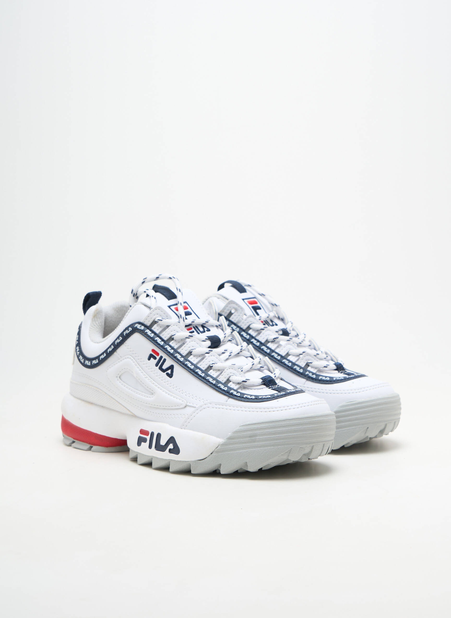 Adidași material neted toc plat până la 3 cm alb FILA femeie