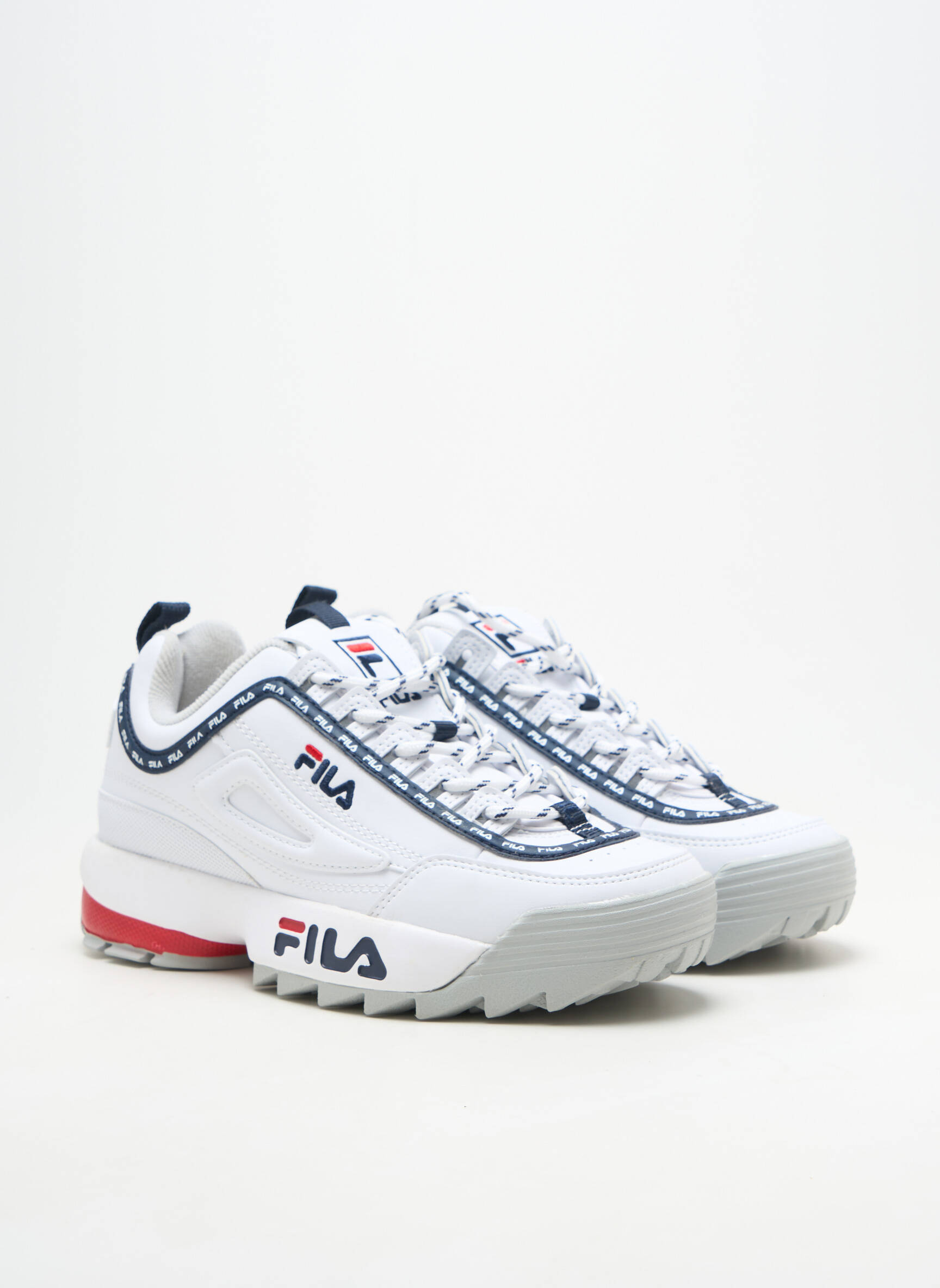 Adidași material neted toc plat până la 3 cm alb FILA femeie