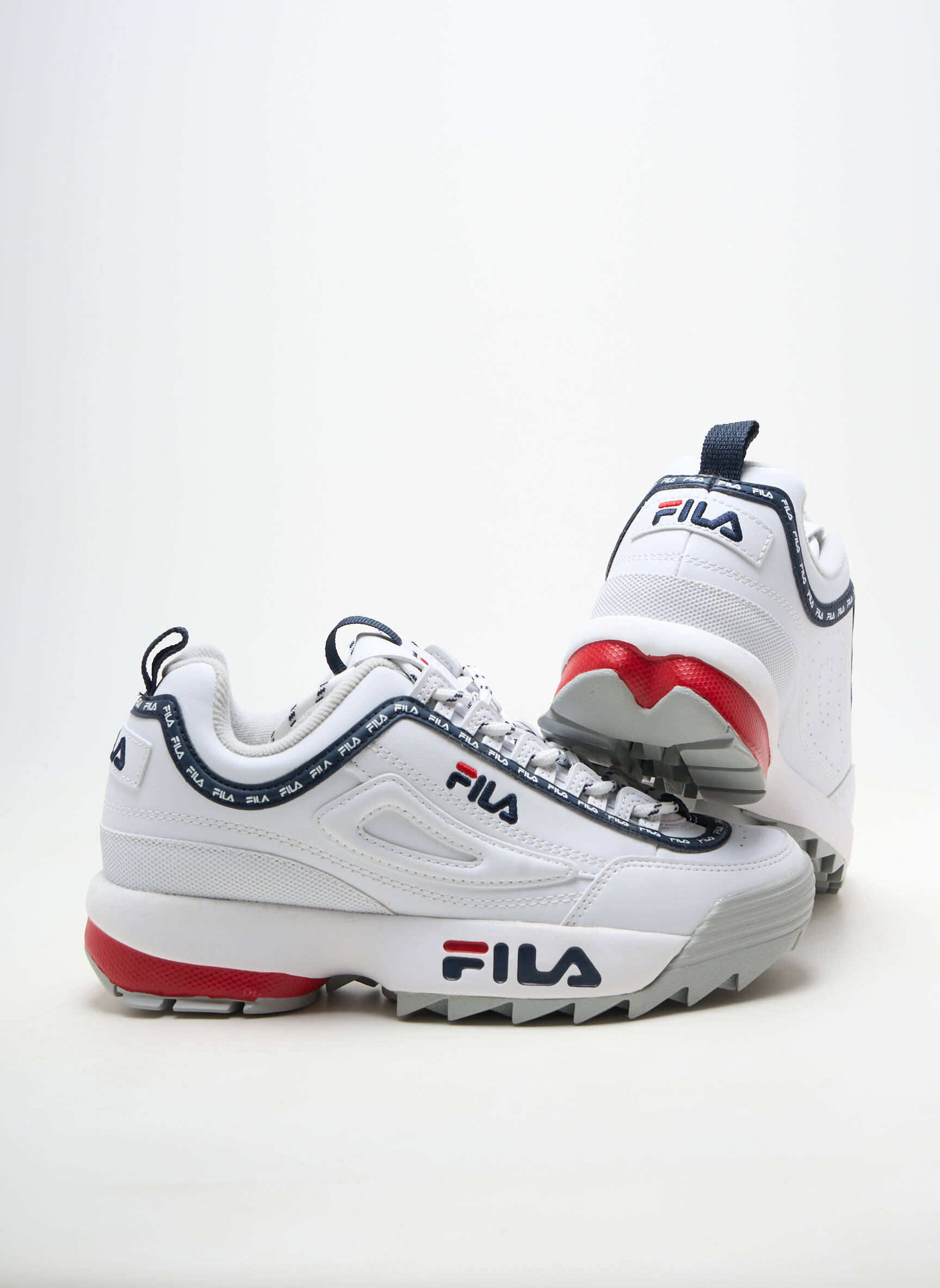 Adidași material neted toc plat până la 3 cm alb FILA femeie