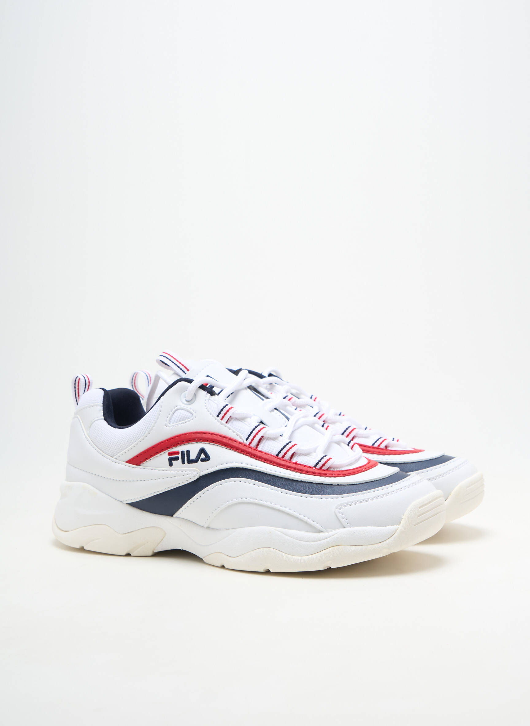 Adidași vârf rotund toc plat până la 3 cm alb FILA femeie