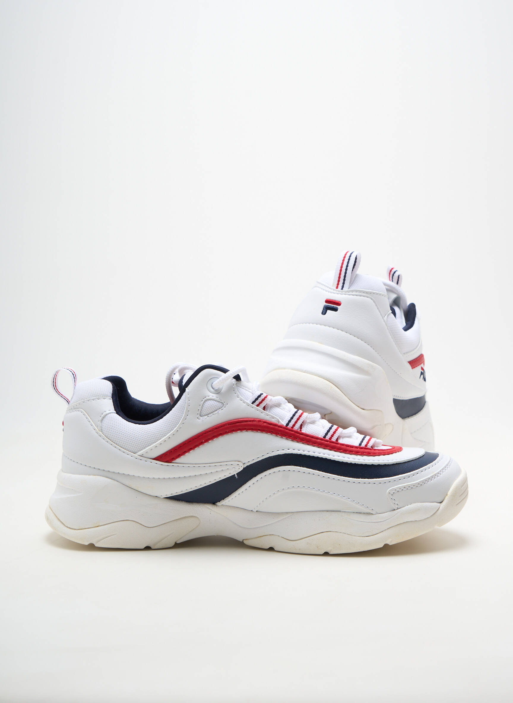 Adidași vârf rotund toc plat până la 3 cm alb FILA femeie