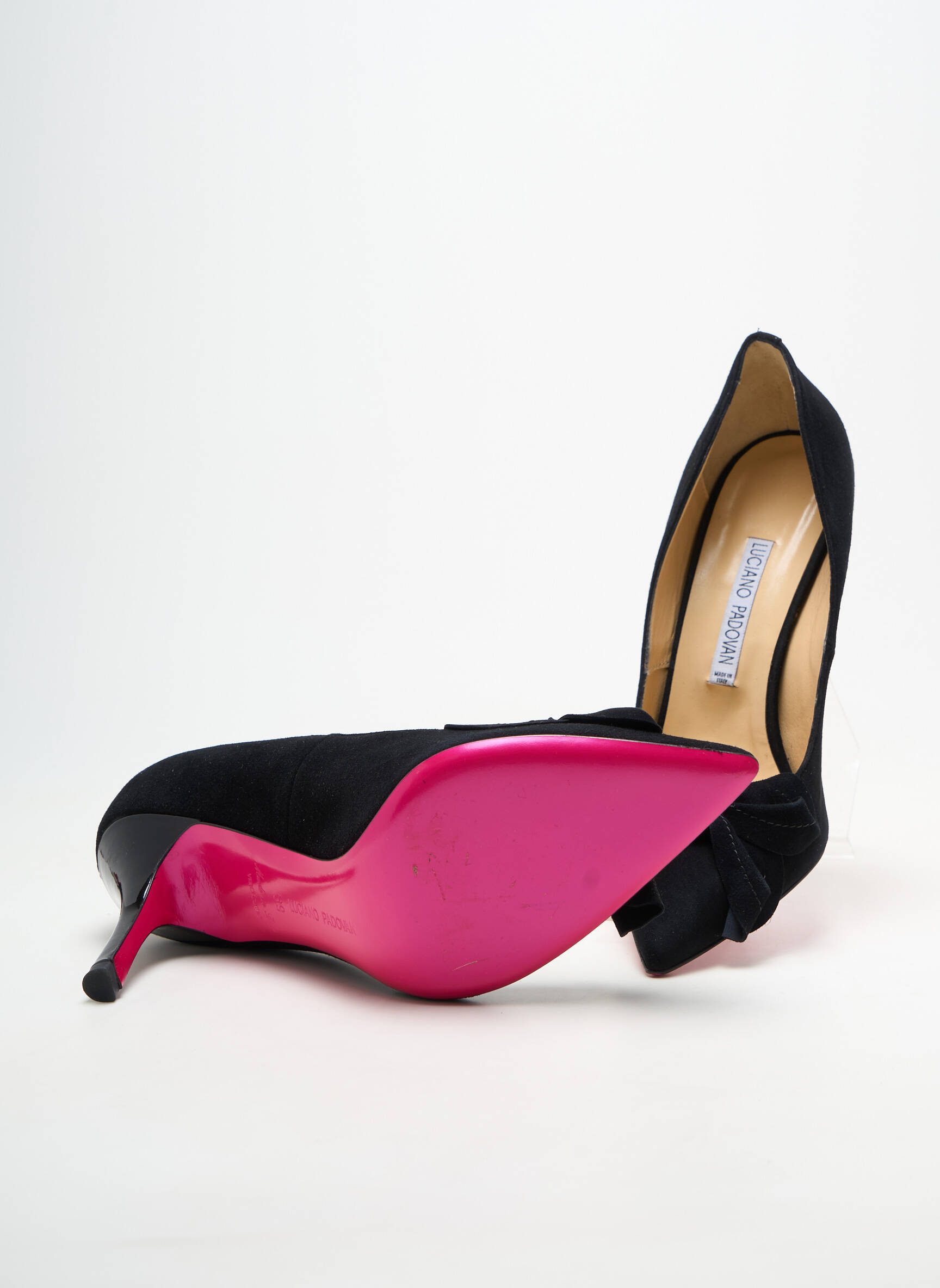 Pantofi cu toc talpă exterioară din piele toc de 7 la 9 cm negru LUCIANO PADOVAN femeie