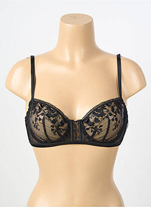 Sutien efect material satinat sutien balconet cu decolteu înalt negru SIMONE PERELE femeie