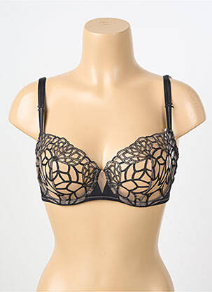 Sutien efect material satinat sutien balconet cu decolteu înalt negru SIMONE PERELE femeie